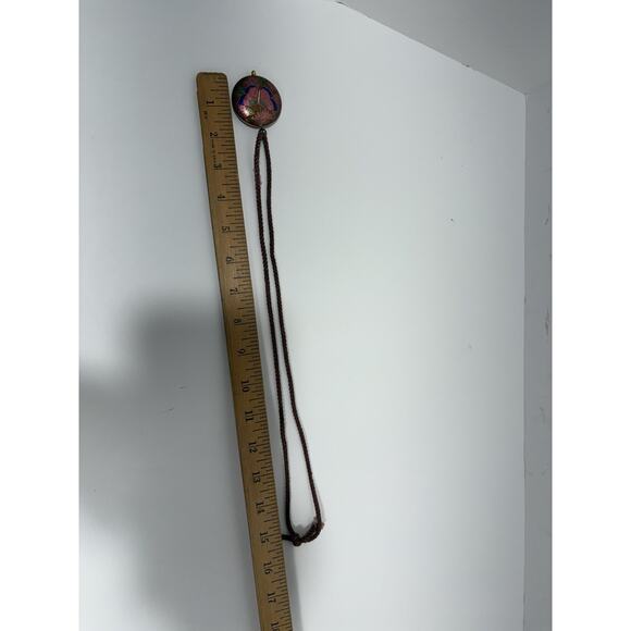 Vintage Gold Tone Pink Cloisonné Floral & Butterfly Double sided Round Pendant - Picture 5 of 6